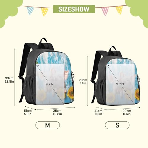 RunningBear Piglets Sunflowers Wooden Blue Kids Backpack for Boys Girls Lightweight Preschool Kindergarten Backpack for Students2