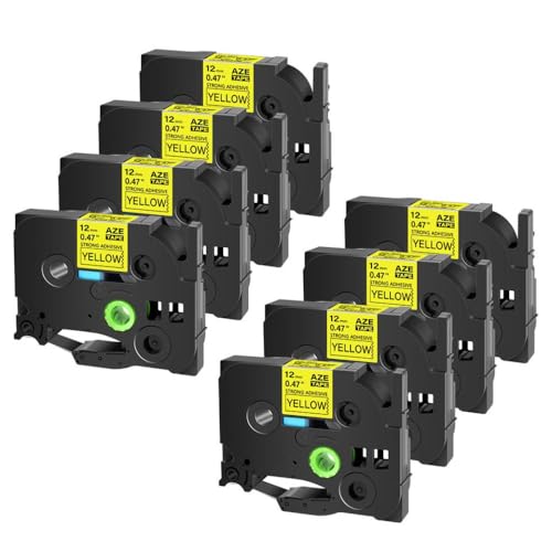 3 5 10 20pk݊e[v\ʗpTZE-S231 TZ-S631 S131x{gp͂Ȑڒ܍i(8PK Black on Yellow)