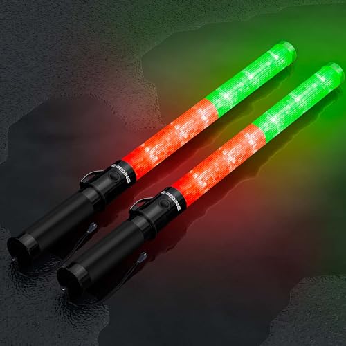 E-riding 2 Pack 21 Inch Traffic Wand with 3 Flashing Modes Red+Green