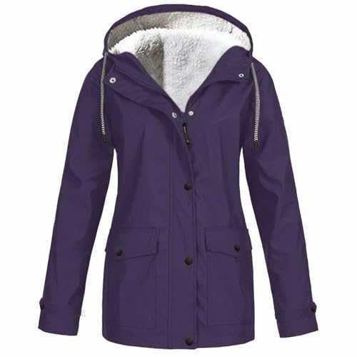 Manteau d'hiver femme coupe trench long grand froid lilas 5XL