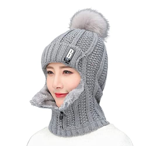 Guillala 1 X Chapeau Coupe-Vent Siamois d'hiver, Bonnet Tricoté Chaud Et Épais en Velours, Bonnet De Protection des Oreilles Et du Visage pour Hiver, Automne Cover