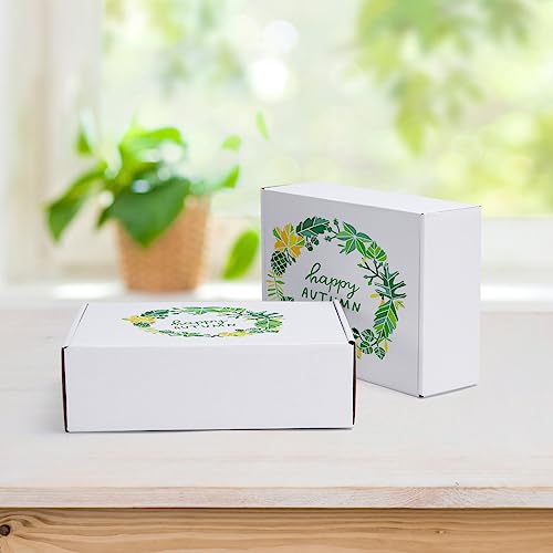 Image of HORLIMER 10x7x3 inches Shipping Boxes Set of 25, White Corrugated Cardboard Box Literature Mailer, 25 Stickers Included
