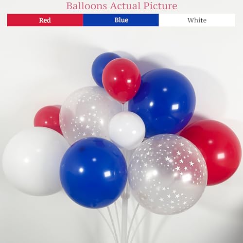 Image of PartyXpress 137PCS Red Blue White Balloon Arch Garland Kit with Silver Star Foil Balloons for Patriotic Party, 4th of July Decorations, Graduation, Baseball Birthday, Nautical, Labor Day