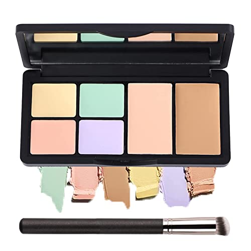 6 Colors Correcting Concealer Palette, Makeup Cream Contour Palette with Brush, Contouring Foundation Highlighting Concealer Palette for Conceals Dark Circles, Redness, Acne, Blemish