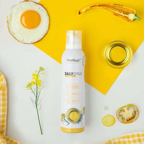 VitalBody+ SUPPLEMENTS VitalBody+ DailySpray, Rapsölspray zum Braten, Grillen & Backen, 800 Portionen, 2 kcal pro Sprühstoß, ideal zum Abnehmen, Non-Stick Cooking Spray, Trennspray, zertifiziert & laborgeprüft - Produktansicht 3 | Öl & Essig