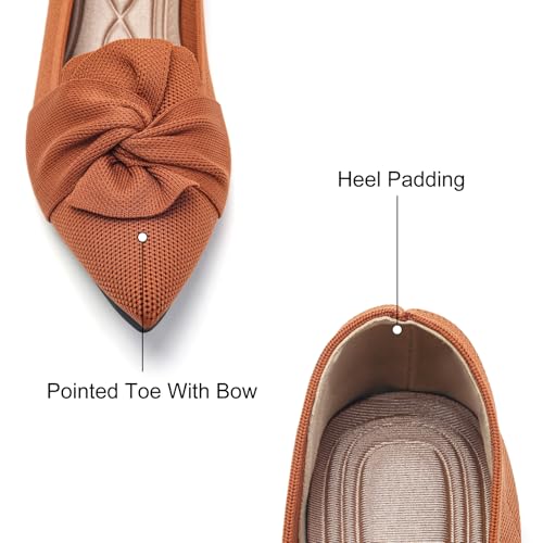 Image of HIULYCENCE Flats for Womens Pointed Toe Ballet Flats with Bow Comfortable Knit Dressy Flats