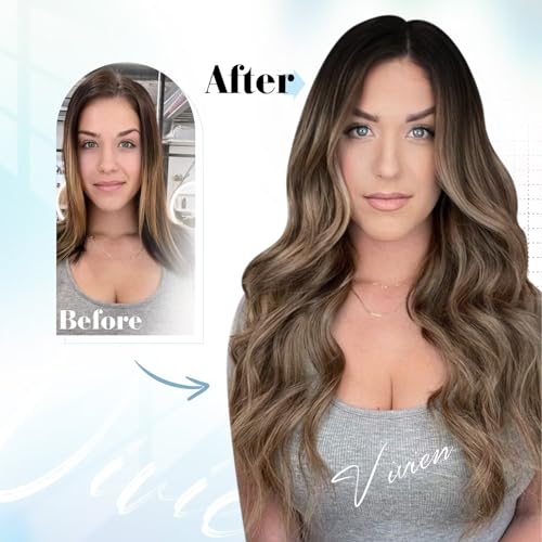 Vivien Black Tape in Human Hair Extensions Balayage Black to Brown and Caramel Blonde Hair Extensions Tape in Invisble Ombre Double Sided 14In 20pcs 50g #1B/4/27 - Image 4