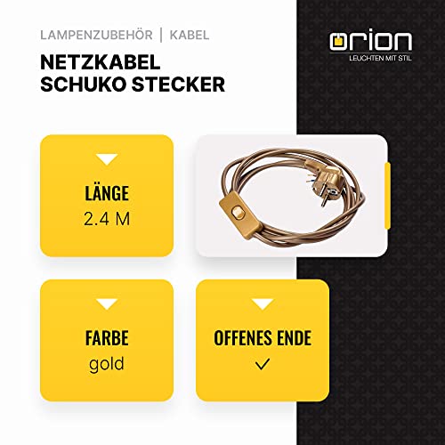Cable de alimentación dorado Goobay para ocultar cables visualmente con enchufe Schuko 2,4m 3