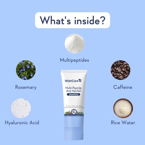 Image of WishCare Multi Peptide Anti Hairfall Shampoo - Rice Water, Rosemary, Capilia Longa, HA & Caffeine 20ml