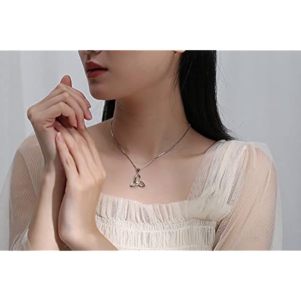 BONOCO Irish Celtic Triquetr Knot Birthstone Collana con Ciondolo in Argento Sterling 925 per Donna, placcata in rodio, Alta gioielleria Sanitaria (Color : Citrine)