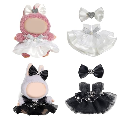 17cm Doll Clothes - 2PCS Skirt and Hairpin，6.7 Inches Pretty Black and White Skirt Doll Accessories,