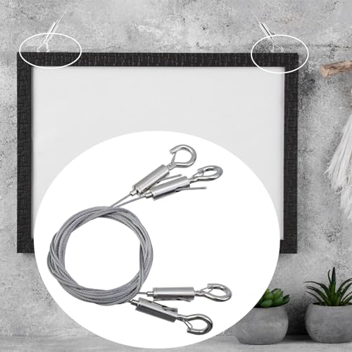 Image of Semetall 4Pcs 1.5mx1.5mm Stainless Steel Hanging Wire - Adjustable Heavy Duty 20kg for Pictures /Mirrors