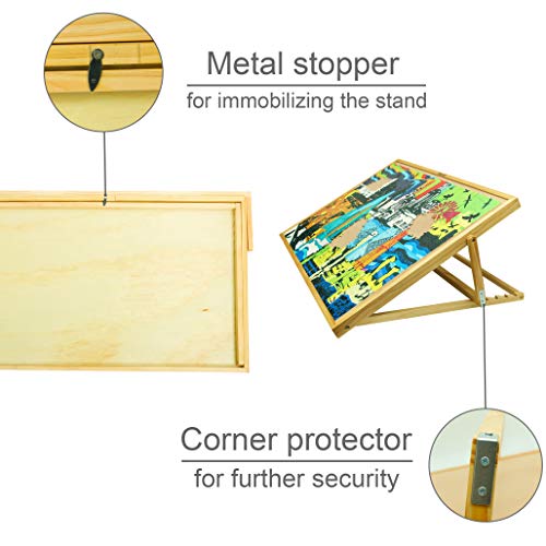 Becko Adjustable Wooden Puzzle Board Jigsaw Puzzle Plateau Puzzle Board with Easel for Adults and Kids for Puzzles Up to 1000 Pieces - Thumbnail 6