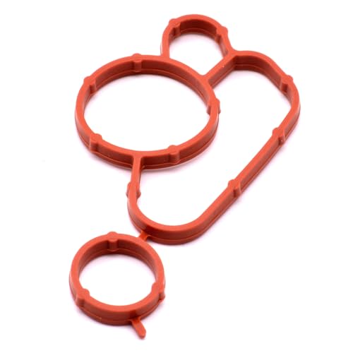 Image of Engine Oil Cooler Gasket Kit Compatible for VW Beetle CC Eos Golf Jetta Passat Tiguan for Audi A4 Q5 Oil Filter Housing Gaskets 06J117070C 06J115441A (2PCS)