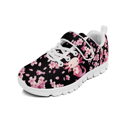 Cugasmaru Axolotl Sneakers Girl Gym Shoes Kids Shoes Floral Sneakers for Little Girls Size 12.5 Pink Tennis Shoes for School Child Preschool Gifts