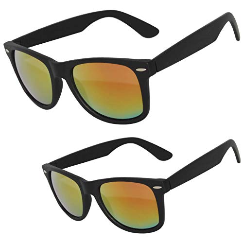 OWL 2 Pack Men Women & Kids Rectangle Sunglasses, UV400 Protected Matching Family Sunglasses Set, Reflective Mirror Lens