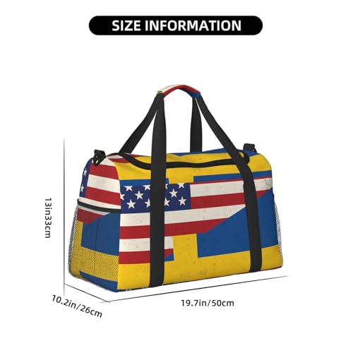 United States & Sweden Print Stylish Foldable Carry On Tote with Waterproof Zipper for Weekend Getaways Bag4