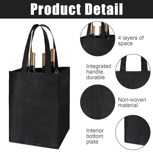 INBOLM Bottle Carrier,2PCS Wine Bottle Bag for 4 Bottles - Image 4