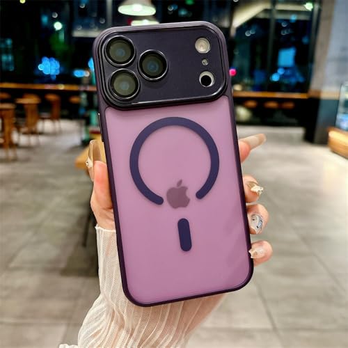 Coque magnétique iPhone 16 Pro Max antichoc violet translucide sans fil