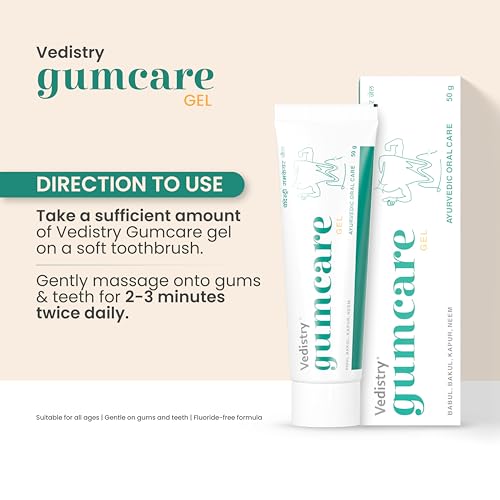 Image of Gumcare Gel Toothpaste Ayurvedic Blend with Neem, Babul, Bakul, Lavang & Amalaki for Strengthens Gums, Eliminating Bad Breath & Cleaning Teeth | Natural Gum Care for Redness, Bleeding & Swollen Gums | Natural Dental Gel for Sensitivity Protection, Fighting Cavities & Complete Oral Wellness - 50 Gm (Pack of 1)