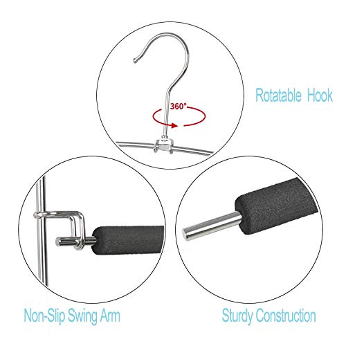 Magicool Space Saving Metal Pants Hangers(6 Pack) 5 Layers Skidproof Foam Padded With Swing Arm Closet Organizer For Pants Jeans Trousers Skirts Scarf Ties #TOP2