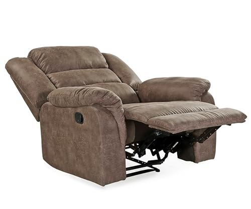 Fernsehsessel mit Taschenfederkernpolsterung und Wellenfedern B95/T93/H103 cm, verstellbarer TV-Sessel dr. praktische halbautomatische Relaxfunktion, Bezug Mikrofaser Vintage Grau Braun / 15132 – Bild 6