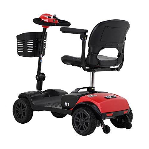 Metro Mobility Electric Mobility Scooter for Seniors Adults - Foldable Tiller - Compact for Travel - 12 Ah Battery - 4 Wheel - M1Lite Red