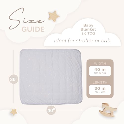 Image of 1.0 TOG Soft Baby Quilted Blanket - Lightweight and Breathable, Ideal for Newborns and Toddlers, 30 inch x 40 inch, Machine Washable, Fog with Stars