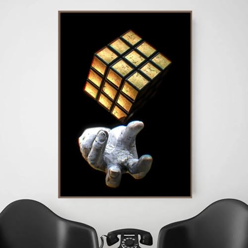 Poster Rubik's Cube dans la main pour décoration salon et bureau chic - 3