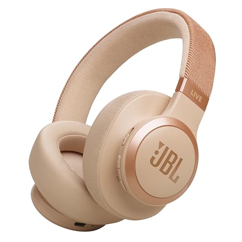 JBL Live 770NC Casque circum-auriculaire, Réduction de Bruit Adaptative, Smart Ambient, jusqu&rsquo;à 65 heures d&rsquo;autonomie, beige