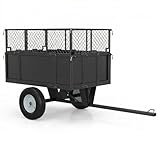 Heavy Duty ATV Trailer Dump Cart 1700 Lbs, 17 Cubic Feet Steel Lawn Mower Trailer with Removable Sides, Tow Behind Garden Yard Dump Cart for Tractor ATV UTV, Utility Wagon for Landscaping & Farm