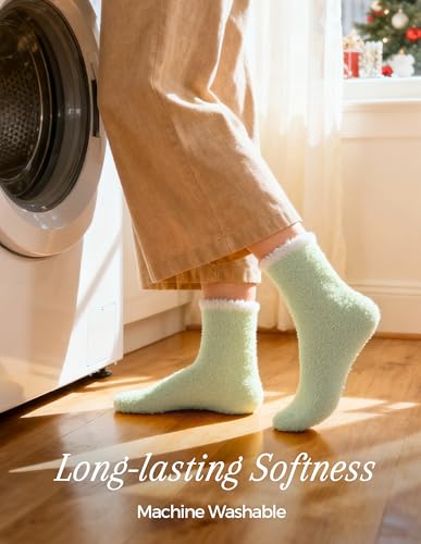 Image of TEHOOK Warm & Cozy Gifts for Women, Fluffy Fuzzy Plush Sleeping Slipper Socks - Soft Warm Fabric