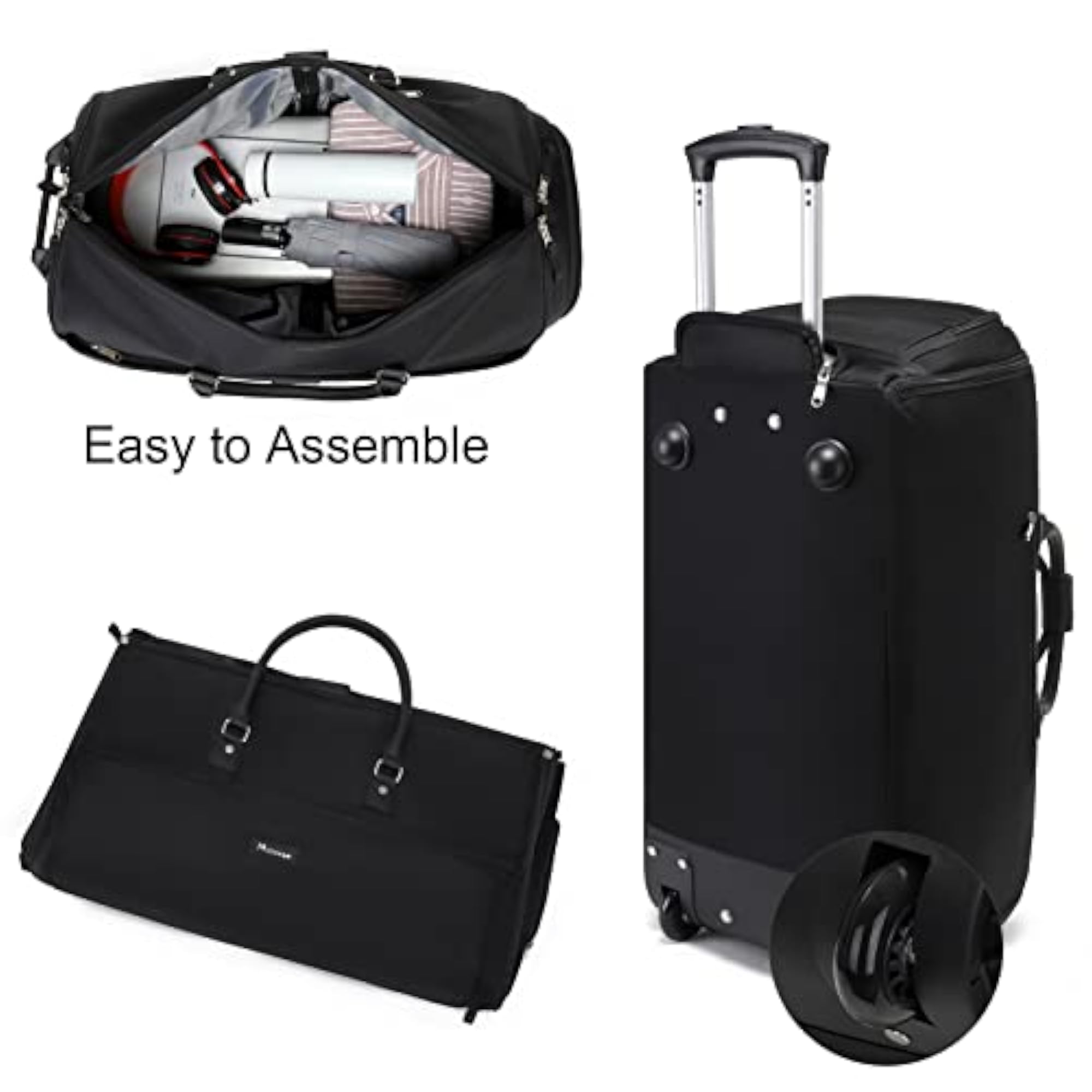 Rolling Garment Bag with Shoe Pouch for Travel