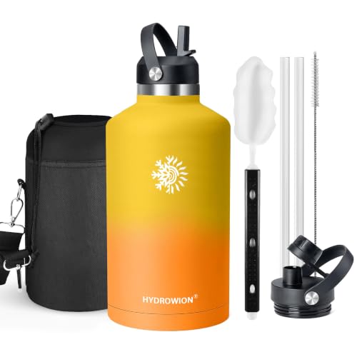 Image of 64oz Insulated Water Bottle, Triple Wall Vacuum Stainless Steel Bottle, 48H Cold & 24H Hot, Leak-Proof BPA-F Jug with Straw & Spout Lids for Sports & Outdoor