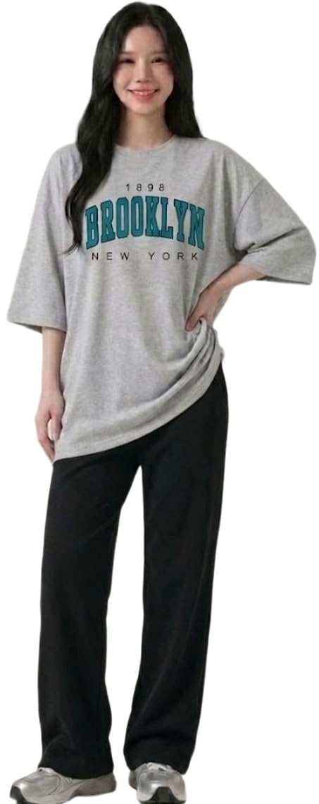 Women Oversized T-Shirt and Lower Set TrackSuit for Women | Oversize Baggy Loose Fit T-Shirt with Joggers Track Pants |Printed Oversize Top with Lower Combo Set-image-47