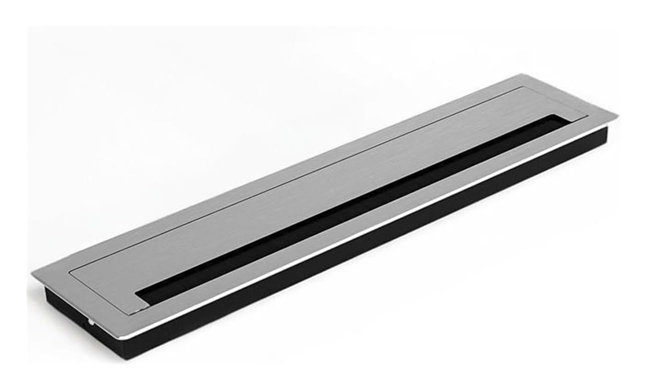 Passacavo da scrivania, passacavo tavolo, copricavo con spazzola antipolvere, gestione cavi(Black,90x200mm)