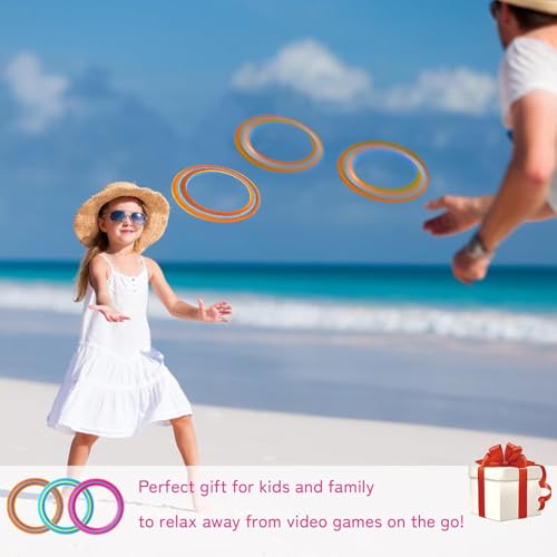 3 Stück Frisbee Ring Set - Wurfringe 24cm für Outdoor Spiele Garten & Strand - Weiche Wurfscheibe Aerobie - Wurfspiel für Familie & Hunde - Flugring Spielzeug Bunt