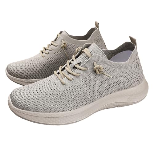 Zapatillas de correr para hombre con plataforma de malla con cordones, zapatos planos individuales, zapatos deportivos de fondo suave, zapatos deportivos ligeros, transpirables, antideslizantes, para