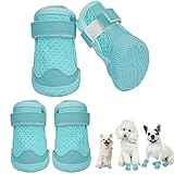 MORVIGIVE Dog Shoes for Small Medium Dogs, Breathable Mesh Puppy Booties for Summer Hot Pavement...