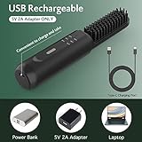 Beard Straightener Brush, REHOYO Cordless Straightening Comb with Different 3 Temperature, Rechargeable Anti-Scald and Auto-Off of Portable Salon for All Type - Image 6