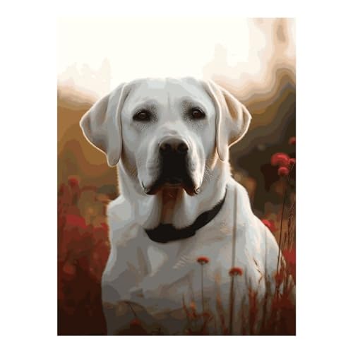 Peinture diamant Labrador blanc idée cadeau anniversaire création DIY - 7