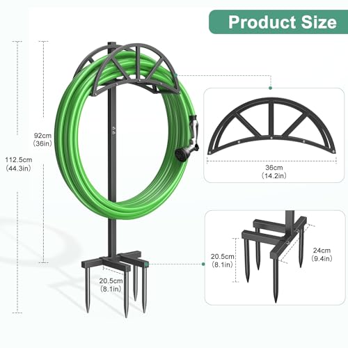 Keten Garden Hose Holder, 4 Spikes Freestanding Outdoor Hose Stand, Heavy Duty Water Hose Holder Rack and Storage Organizer for Lawn/Yard/Garden - Thumbnail 7