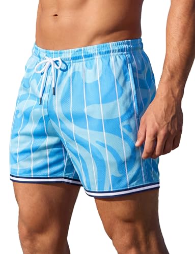 Short basket homme FEOYA respirant avec cordon de serrage pour entraînement de tennis