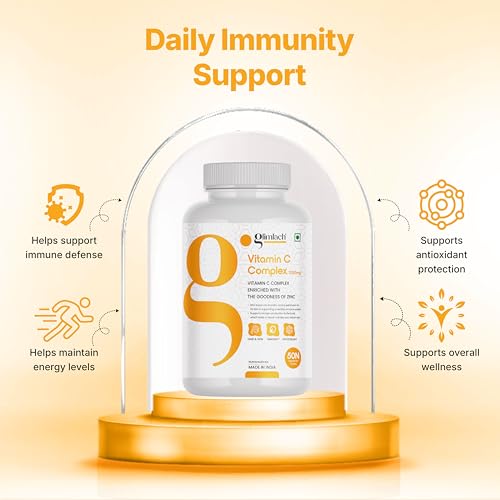 Image of GLIMLACH Vitamin C Complex Tablet with Amla & Zinc for Men and Women - Supports Energy, Immunity, Antioxidant, Essential Nutrient Formula for Dietary Intake, Vitamin C Amla Zinc Nutrition Addition