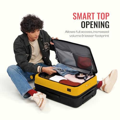 Image of Urban Jungle by Safari Hold-All Premium Top-Open Trolley Bag Set of 3, Cabin, Medium & Large Luggage, Hardside Polycarbonate Suitcase with 8 Silent Wheels and TSA Lock (Yellow)