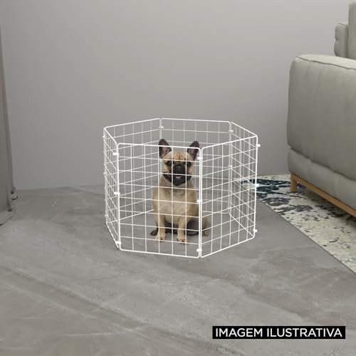 Cercado para Cachorros Dobravel 40cm Altura Pequeno Porte 6 Tela Aramada Branca Pet Cercado Móvel Po