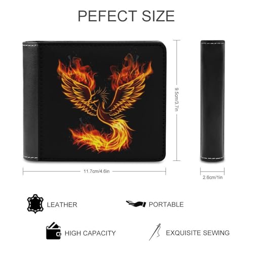 Flaming Phoenix Bird Mens Bifold Wallet for Women Leather Credit Card Holder Slim Minimalist Wallets2