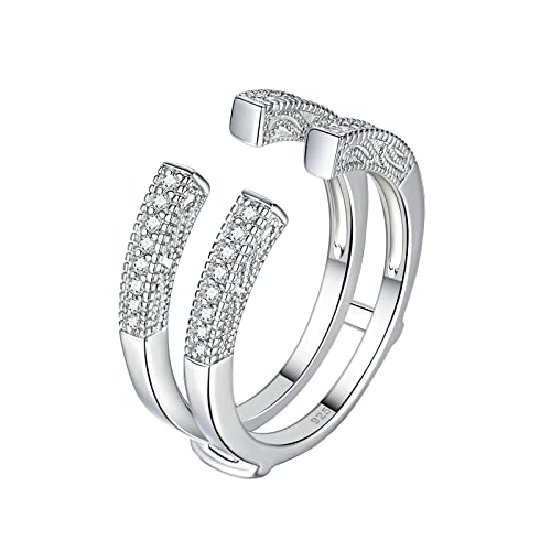 SHELOVES Vintage Guard Wrap Wedding Band For Women 925 Sterling Silver Ring Enhancer for Engagement Rings 5-12