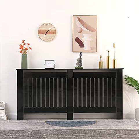 Homemade Deisgn FurnitureHMD High Gloss Black Radiator Cover Vertical Slatted Decorative Cabinet for Bedroom,Living Room,Hallway,Kitchen (Extra Large: W172XD19XH82CM) Cover