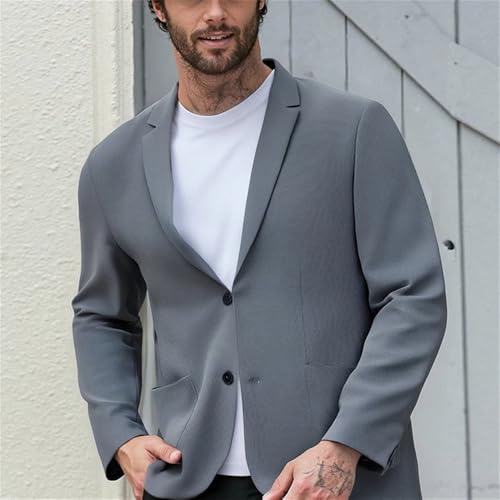 Men's Summer Lightweight Suit Jacket, Ice Silk Anti-Wrinkle Sport Coat Men Breathable Slim Fit Buttons Business Summer Blazer4